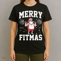 Merry Fitmas Funny Santa Claus T-Shirt thumb 4