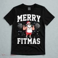 Merry Fitmas Funny Santa Claus T-Shirt thumb 5