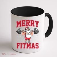 Merry Fitmas Funny Santa Claus Coffee Mug thumb 1