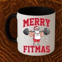 Merry Fitmas Funny Santa Claus Coffee Mug thumb 2