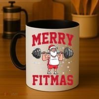 Merry Fitmas Funny Santa Claus Coffee Mug thumb 4