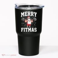 Merry Fitmas Funny Santa Claus Tumbler thumb 0