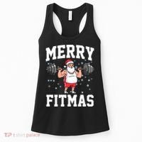 Merry Fitmas Funny Santa Claus Women's Tank Top thumb 0