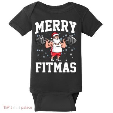 Merry Fitmas Funny Santa Claus Baby Bodysuit