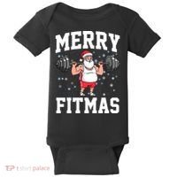 Merry Fitmas Funny Santa Claus Baby Bodysuit thumb 0