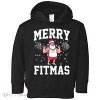 Merry Fitmas Funny Santa Claus Toddler Hoodie thumb 0