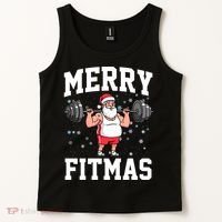 Merry Fitmas Funny Santa Claus Tank Top thumb 2