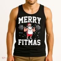 Merry Fitmas Funny Santa Claus Tank Top thumb 3