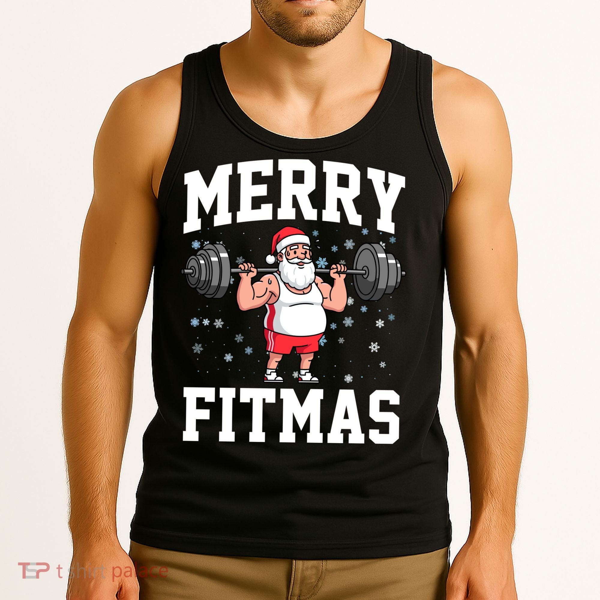 Merry Fitmas Funny Santa Claus Tank Top