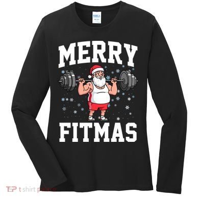 Merry Fitmas Funny Santa Claus Women's Long Sleeve Shirt