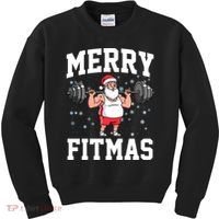Merry Fitmas Funny Santa Claus Kids Sweatshirt thumb 0