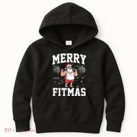 Merry Fitmas Funny Santa Claus Kids Hoodie thumb 0