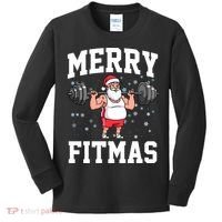 Merry Fitmas Funny Santa Claus Kids Long Sleeve Shirt thumb 0