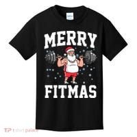 Merry Fitmas Funny Santa Claus Kids T-Shirt thumb 0