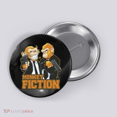 Monkey Fiction Funny Button
