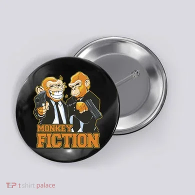 Monkey Fiction Funny Button