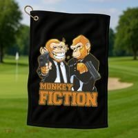 Monkey Fiction Funny Golf Towel thumb 1