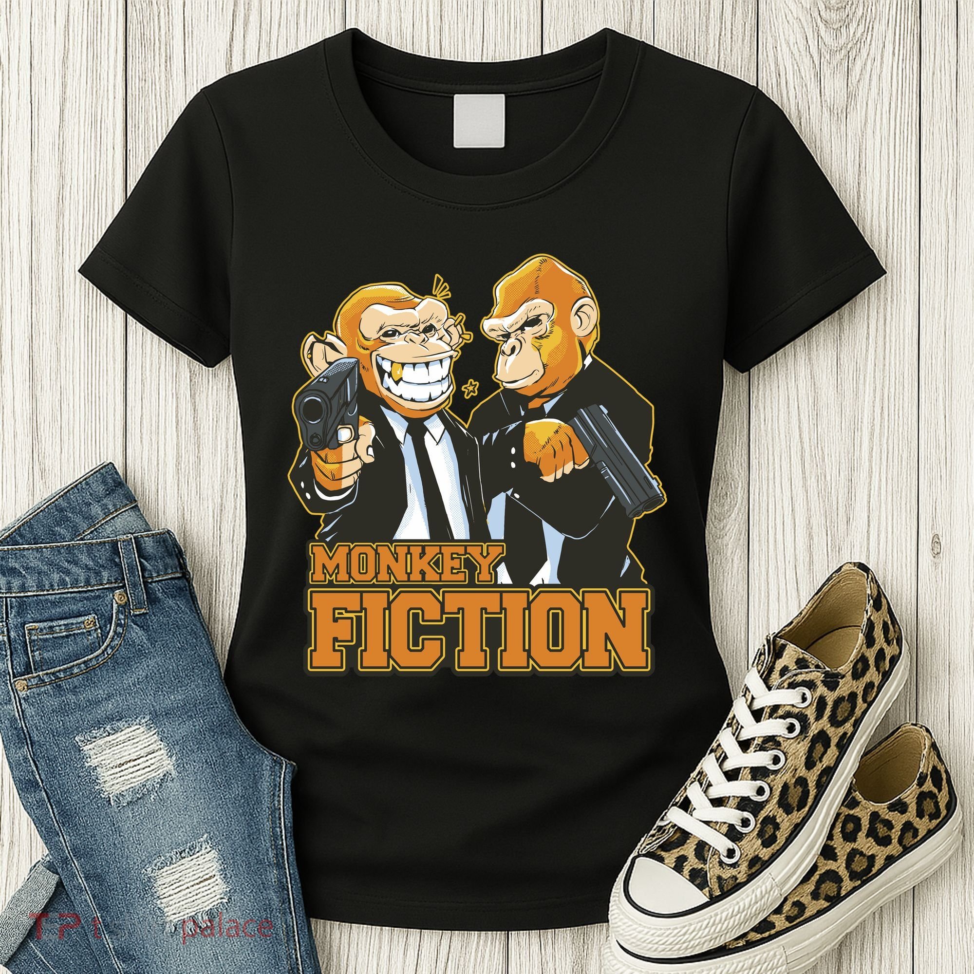 Monkey Fiction Funny Women's T-Shirt