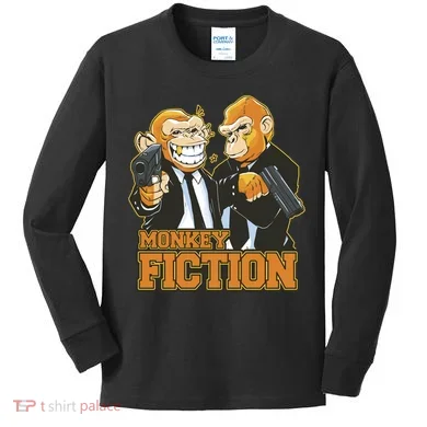 Monkey Fiction Funny Kids Long Sleeve Shirt