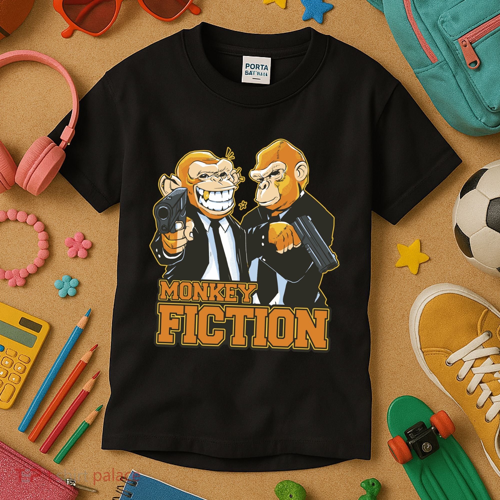 Monkey Fiction Funny Kids T-Shirt