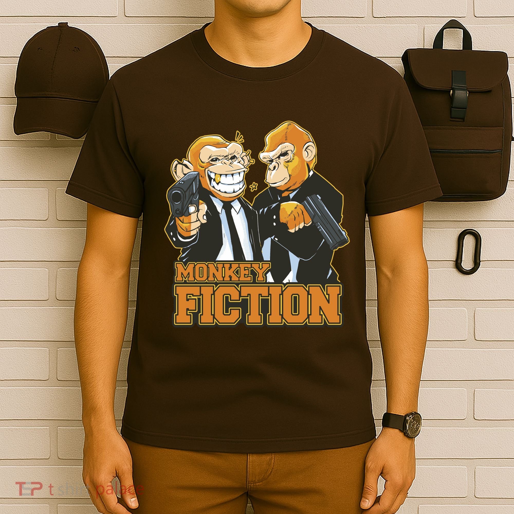Monkey Fiction Funny T-Shirt
