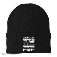 My Favorite Firefighter Calls Me Mom Thin Red Line Fire Mom Cool Gift Beanie thumb 0