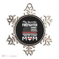 My Favorite Firefighter Calls Me Mom Thin Red Line Fire Mom Cool Gift Ornament thumb 0