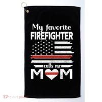 My Favorite Firefighter Calls Me Mom Thin Red Line Fire Mom Cool Gift Golf Towel thumb 0