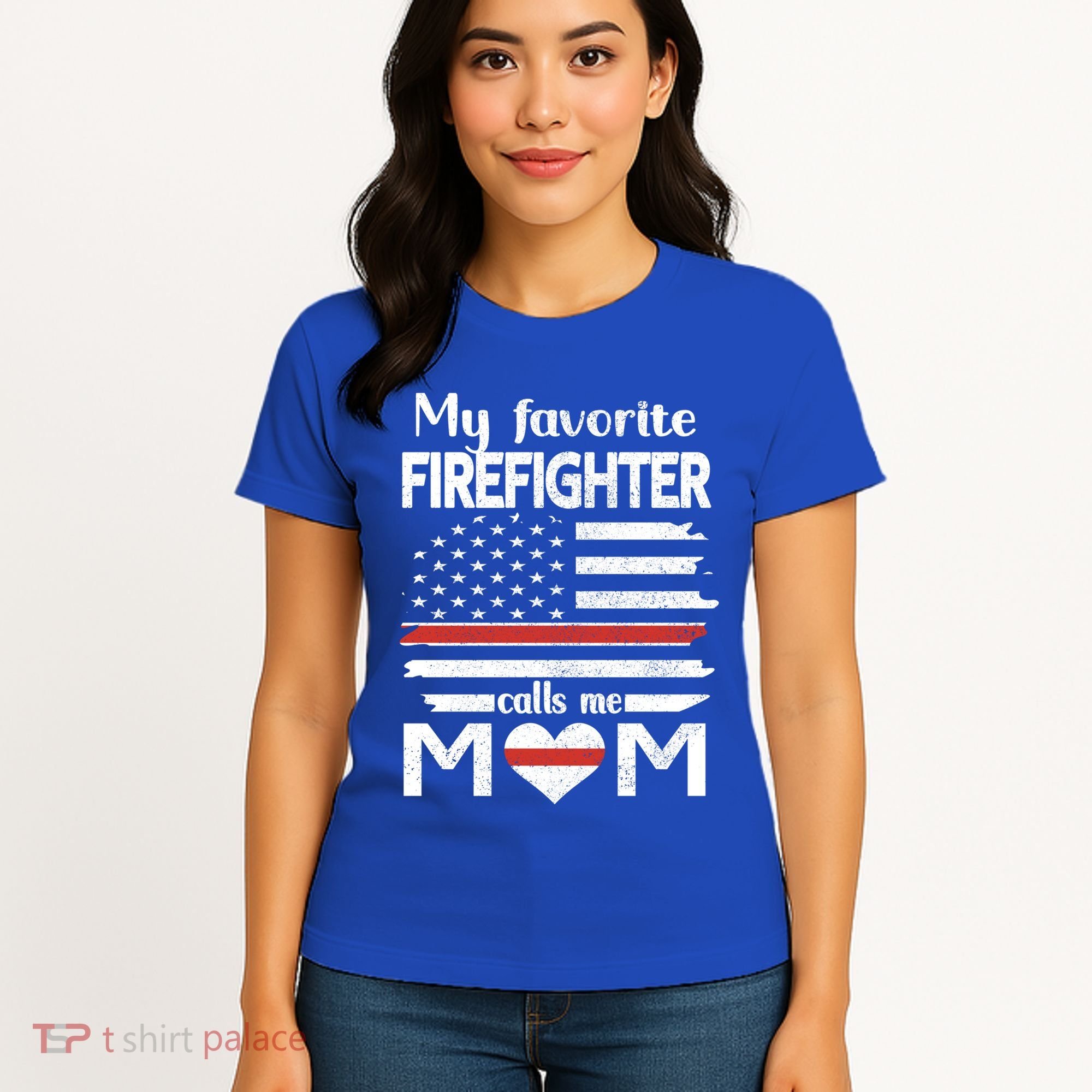 My Favorite Firefighter Calls Me Mom Thin Red Line Fire Mom Cool Gift Women's T-Shirt