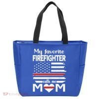 My Favorite Firefighter Calls Me Mom Thin Red Line Fire Mom Cool Gift Tote Bag thumb 0