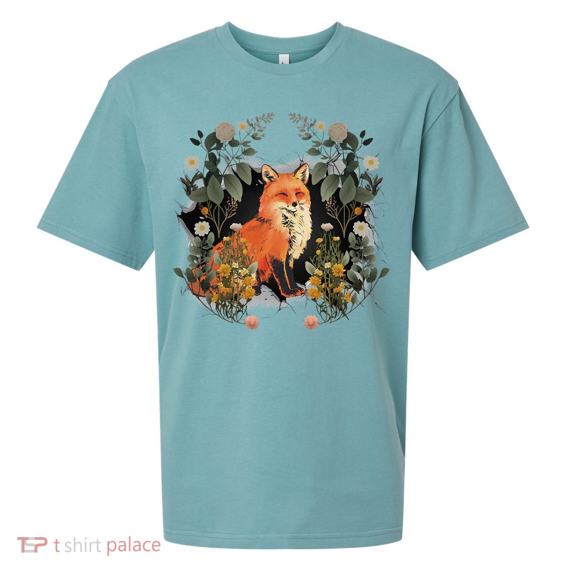 Mystical Fox Fairy Tale Forest Animals Forest Dwellers Nature Children Sueded Cloud Jersey T-Shirt
