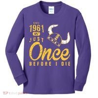 Minnesota Football Fans Just Once Before I Die Since 1961 Kids Long Sleeve Shirt thumb 0