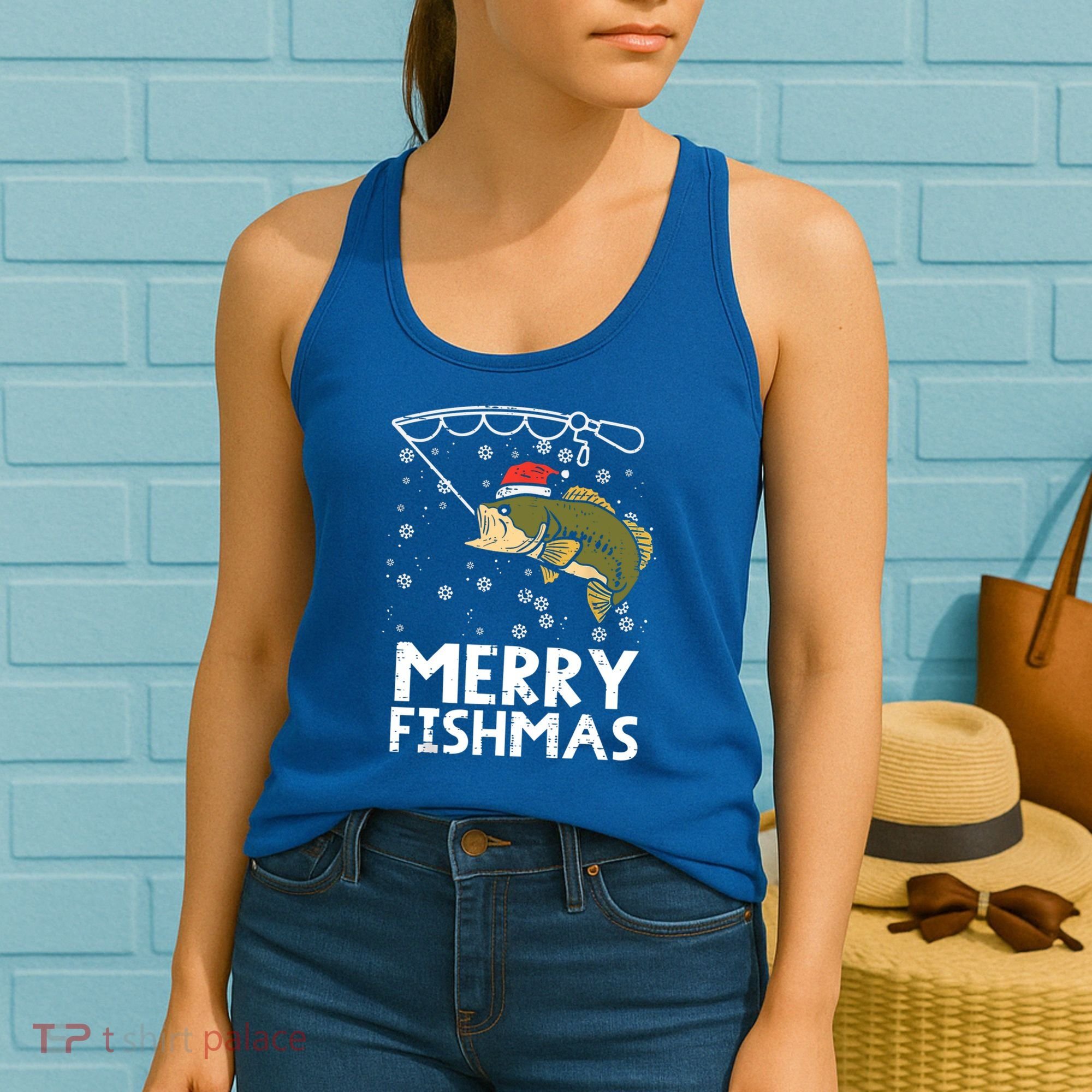 Merry Fishmas Fish Fishing Christmas Pajamas Christmas Gift Women's Tank Top