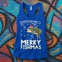 Merry Fishmas Fish Fishing Christmas Pajamas Christmas Gift Women's Tank Top thumb 3