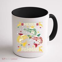 Merry Fishmas Fish Fishing Xmas Christmas Gift Coffee Mug thumb 1