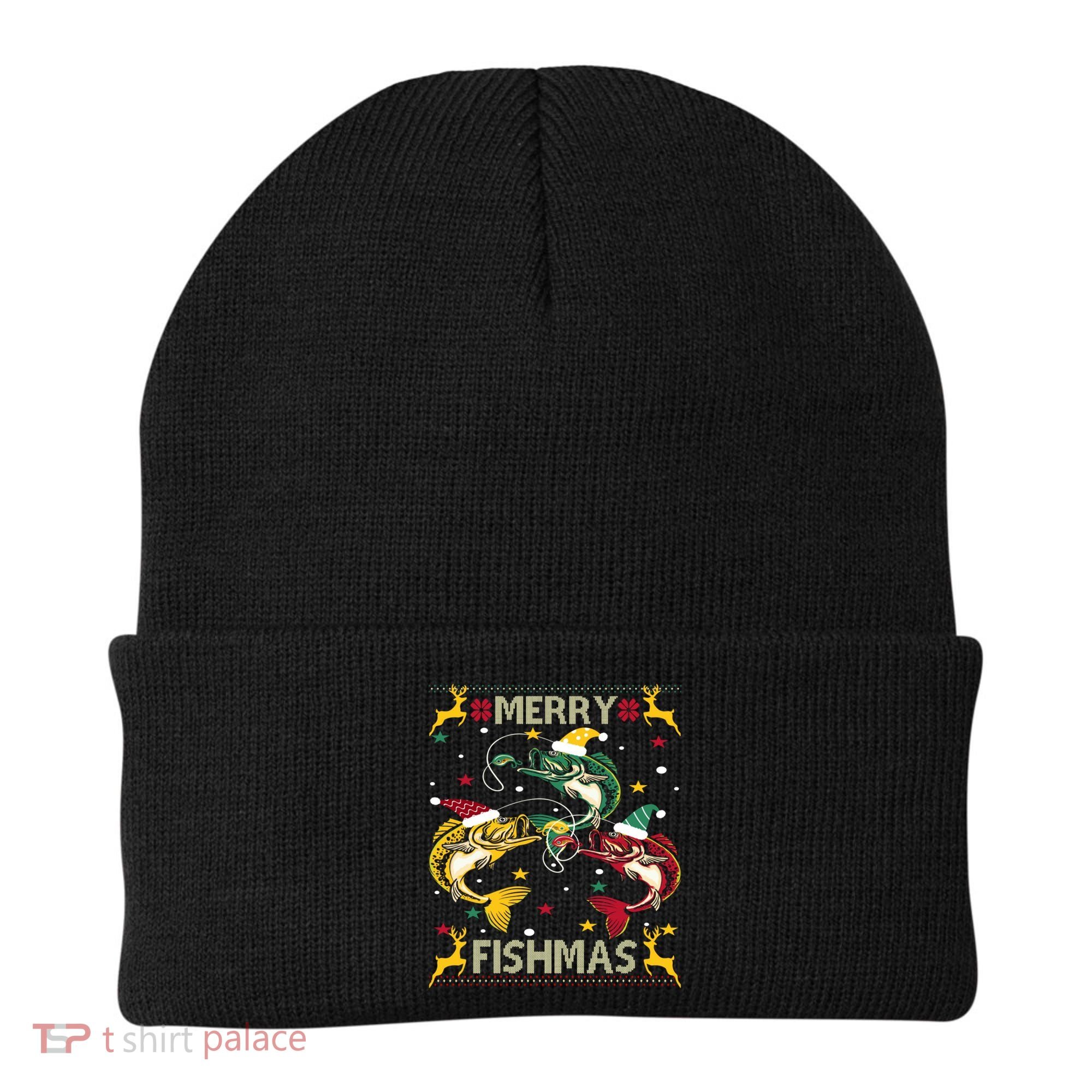 Merry Fishmas Fish Fishing Xmas Christmas Gift Beanie