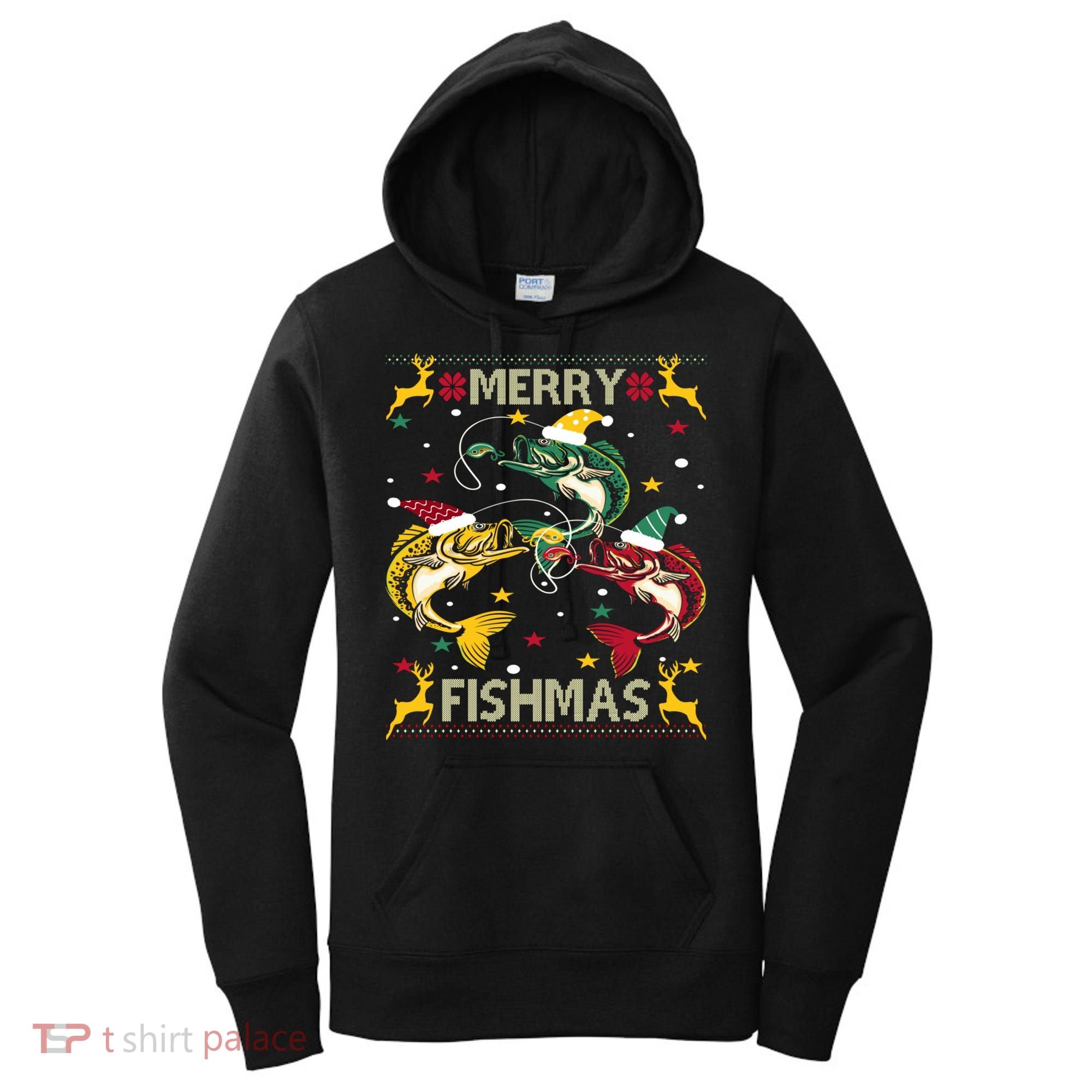 Merry Fishmas Fish Fishing Xmas Christmas Gift Women's Hoodie