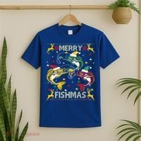 Merry Fishmas Fish Fishing Xmas Christmas Gift T-Shirt thumb 2