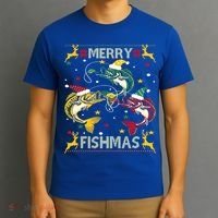 Merry Fishmas Fish Fishing Xmas Christmas Gift T-Shirt thumb 3