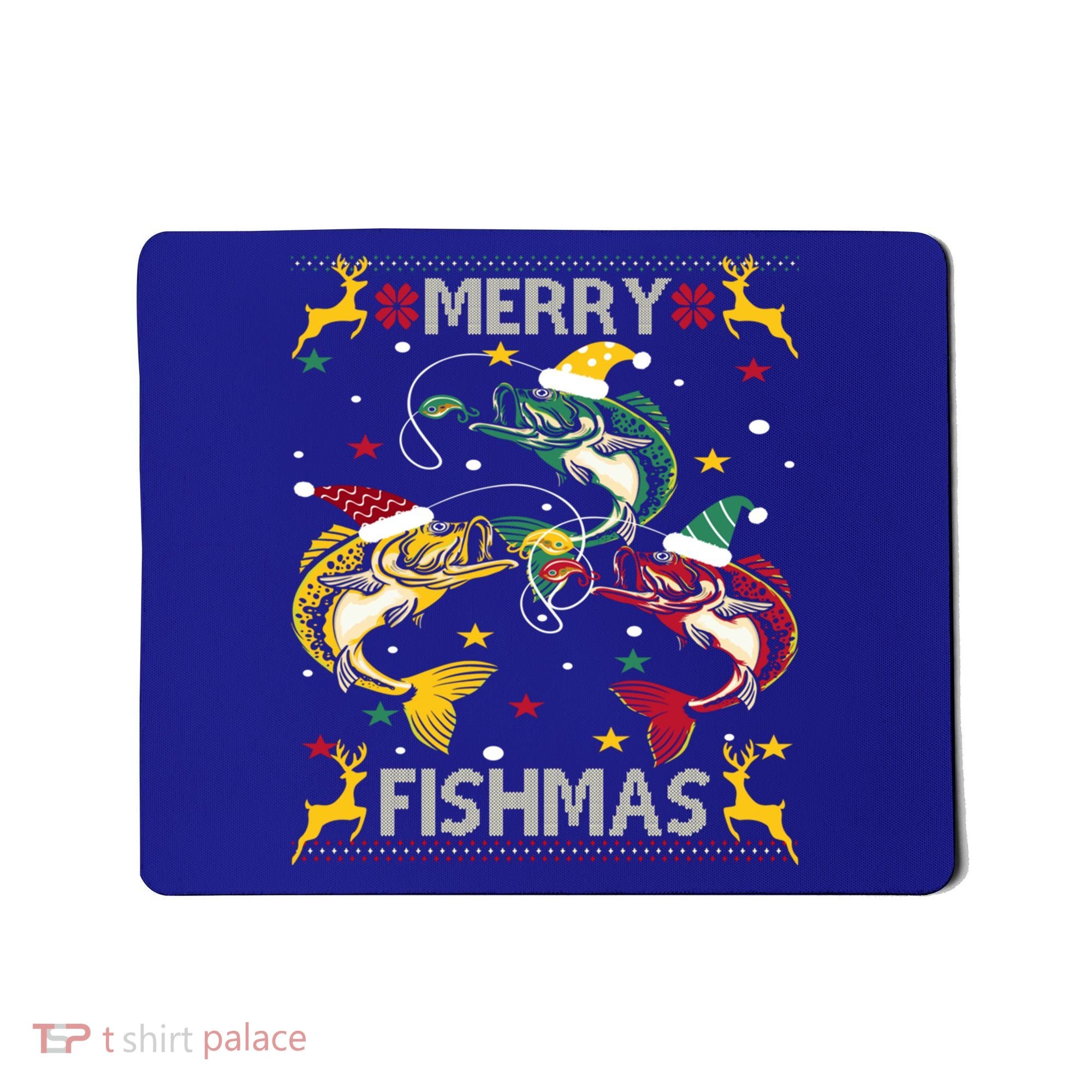 Merry Fishmas Fish Fishing Xmas Christmas Gift Mousepad