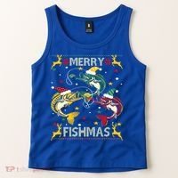 Merry Fishmas Fish Fishing Xmas Christmas Gift Tank Top thumb 2