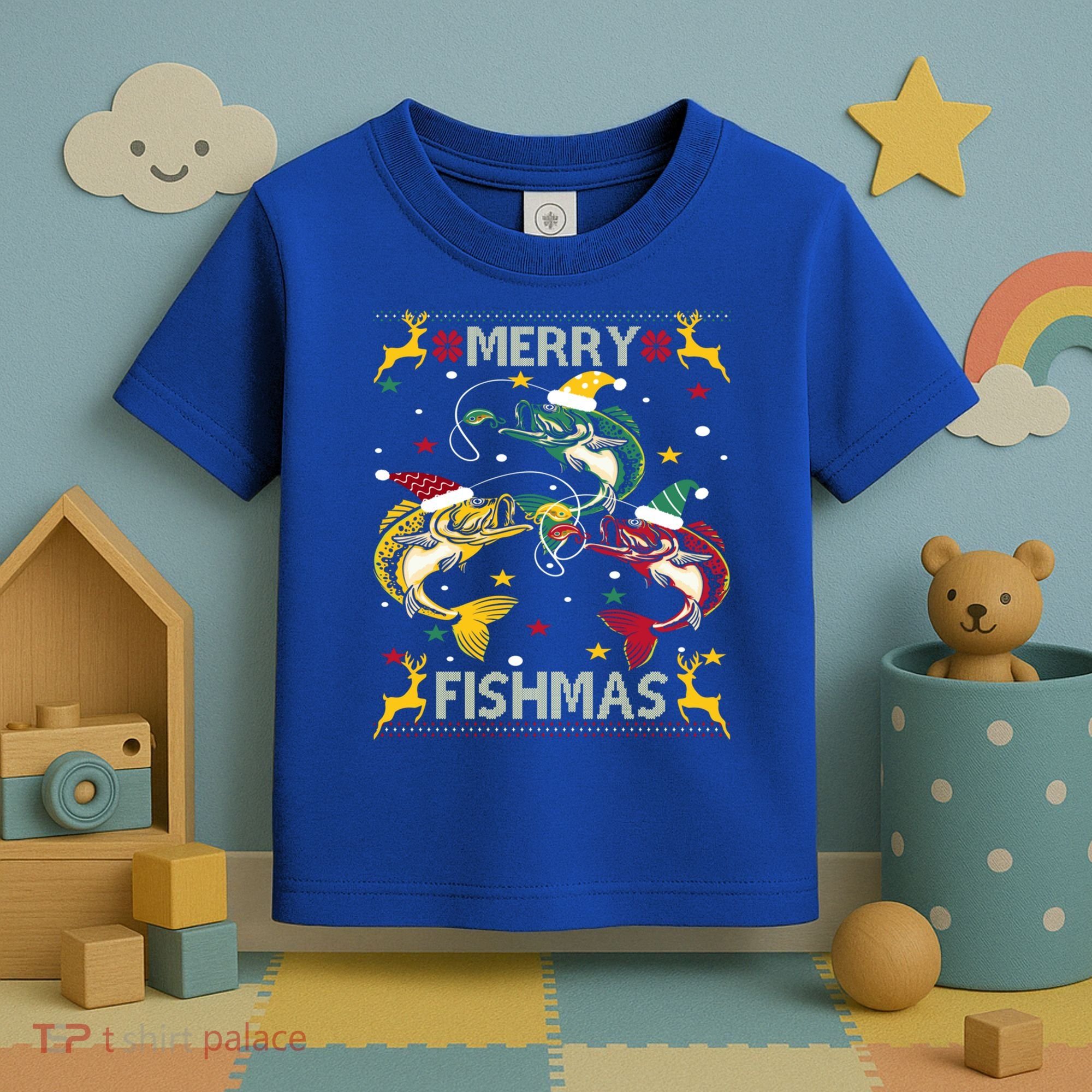 Merry Fishmas Fish Fishing Xmas Christmas Gift Toddler T-Shirt