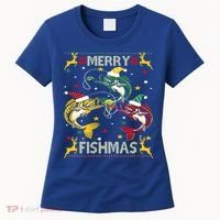 Merry Fishmas Fish Fishing Xmas Christmas Gift Women's T-Shirt thumb 0