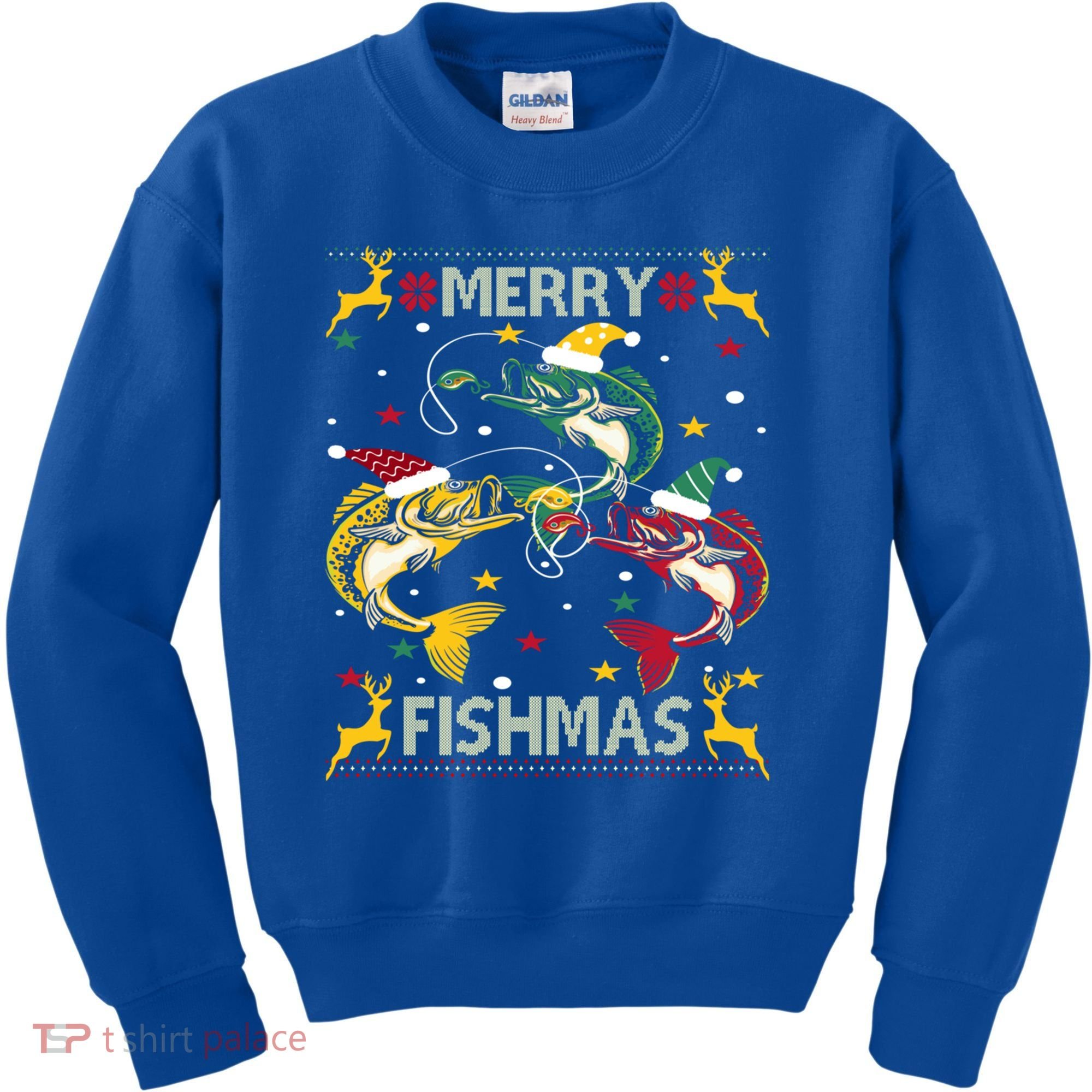 Merry Fishmas Fish Fishing Xmas Christmas Gift Kids Sweatshirt