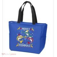 Merry Fishmas Fish Fishing Xmas Christmas Gift Tote Bag thumb 3