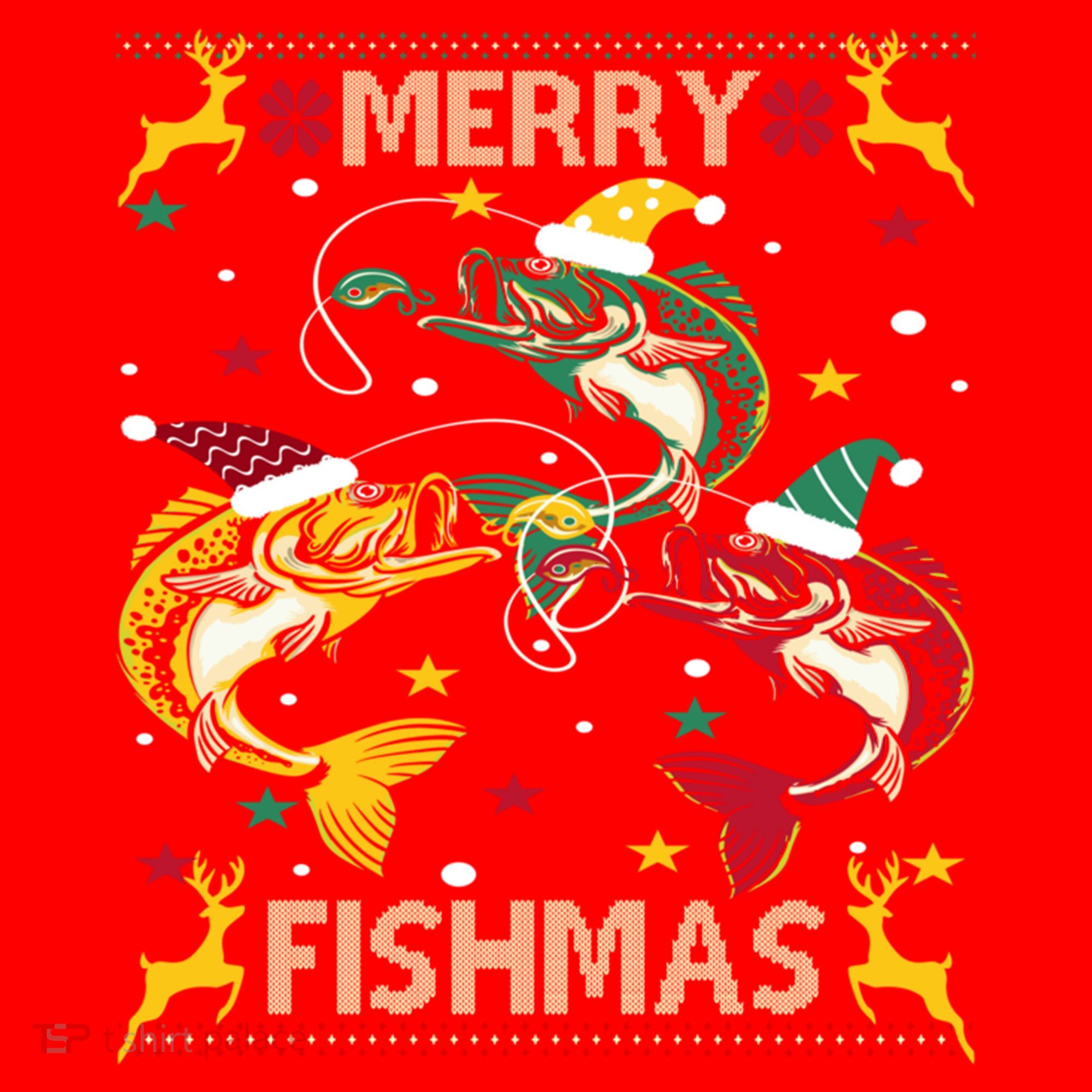 Merry Fishmas Fish Fishing Xmas Christmas Gift Santa Hat