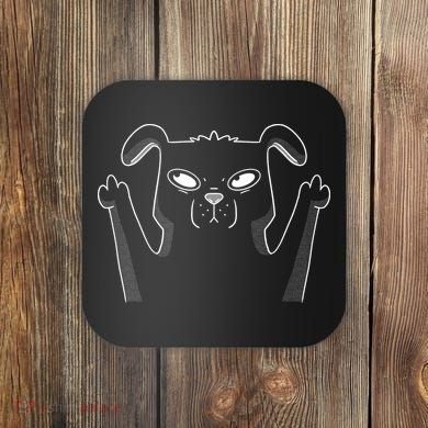 Middle Finger Funny Cute Dog Coaster