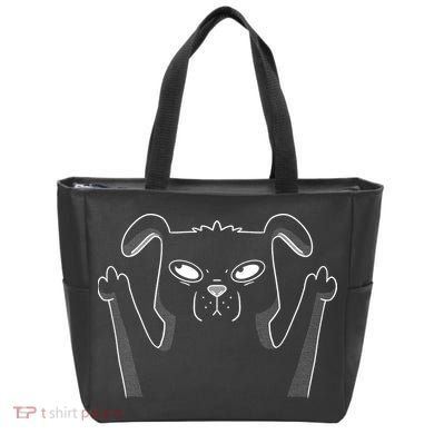 Middle Finger Funny Cute Dog Tote Bag