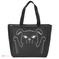 Middle Finger Funny Cute Dog Tote Bag thumb 0