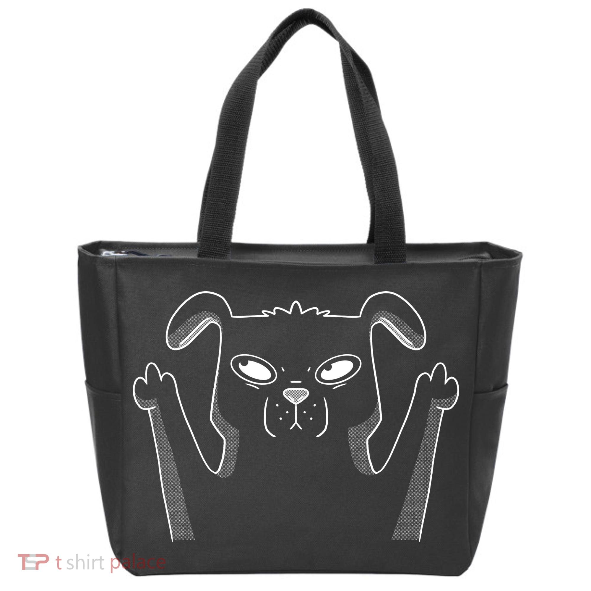 Middle Finger Funny Cute Dog Tote Bag